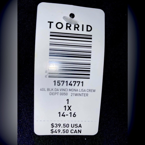 NWT Torrid Mona Lisa Classic Tee 1X - Picture 3 of 3